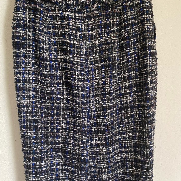 New L'Academie Tweed Office Siren Straight Black Multi Frayed Hem Maxi Skirt S - Picture 12 of 13